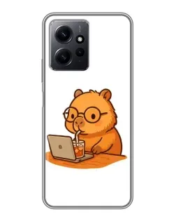 Чохол для Xiaomi Redmi Note 12 з картинкою «Капібара з ноутбуком»