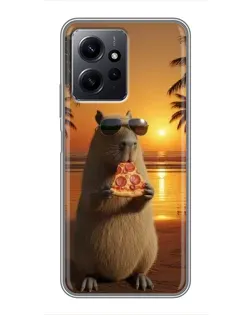 Чохол для Xiaomi Redmi Note 12 з картинкою «Капібара з піцою»