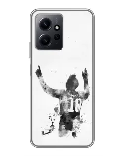 Чохол для Xiaomi Redmi Note 12 з картинкою «Чорно-білий силует Мессі»