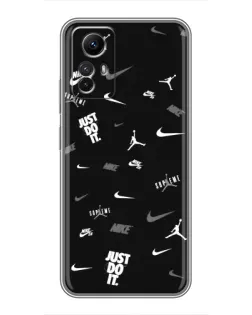 Чехол для Xiaomi Redmi Note 12s с картинкой «Nike Black Pattern»