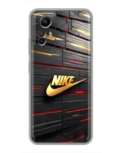 Чехол для Xiaomi Redmi Note 12s с картинкой «Золотой Nike на металле»
