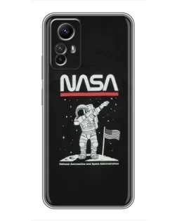 Чехол для Xiaomi Redmi Note 12s с картинкой «NASA — шагаем по Луне»