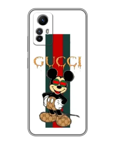 Чехол для Xiaomi Redmi Note 12s с картинкой «Микки Маус Gucci — полосы»