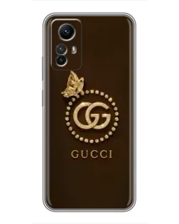 Чехол для Xiaomi Redmi Note 12s с картинкой «Gucci — золотая бабочка»