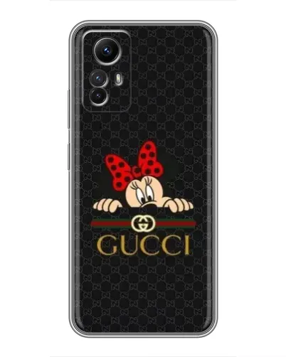 Чехол для Xiaomi Redmi Note 12s с картинкой «Минни Маус Gucci — черный»