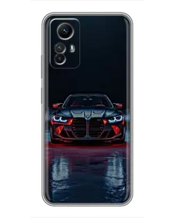 Чехол для Xiaomi Redmi Note 12s с картинкой «BMW на мокрой дороге»