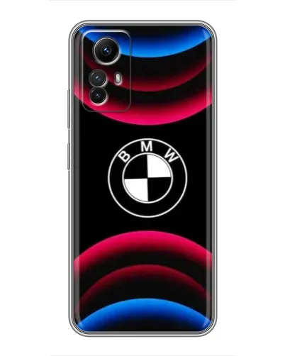 Чехол для Xiaomi Redmi Note 12s с картинкой «Логотип BMW и неоновые дуги» Чехол для Xiaomi Redmi Note 12s с картинкой «Логотип BMW и неоновые дуги»