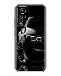 Чехол для Xiaomi Redmi Note 12s с картинкой «Черная BMW — профиль»