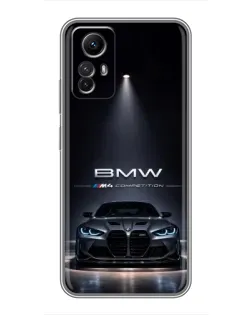Чехол для Xiaomi Redmi Note 12s с картинкой «BMW сквозь ночной город»