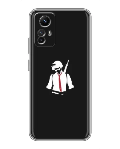 Чехол для Xiaomi Redmi Note 12s с картинкой «PUBG — силуэт воина»