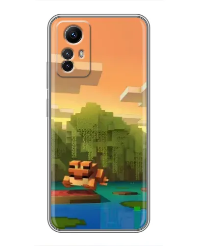 Чехол для Xiaomi Redmi Note 12s с картинкой «Майнкрафт закат солнца»