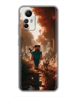 Чехол для Xiaomi Redmi Note 12s с картинкой «Стив в лесу»