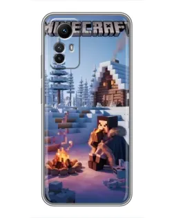 Чехол для Xiaomi Redmi Note 12s с картинкой «Зимний Minecraft»
