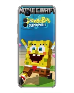 Чехол для Xiaomi Redmi Note 12s с картинкой «Губка Боб Minecraft»