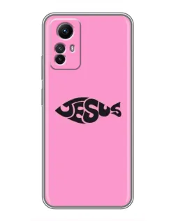 Чехол для Xiaomi Redmi Note 12s с картинкой «Розовый символ  Jesus»