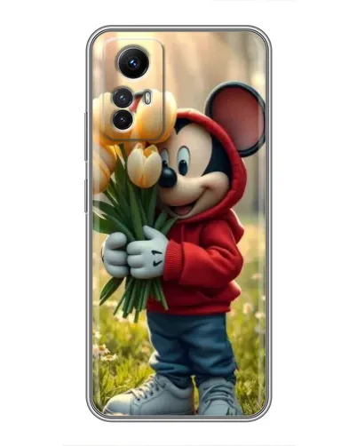Чехол для Xiaomi Redmi Note 12s с картинкой «Микки с тюльпанами»