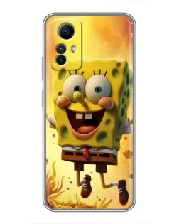 Чехол для Xiaomi Redmi Note 12s с картинкой «Губка Боб прыгает»