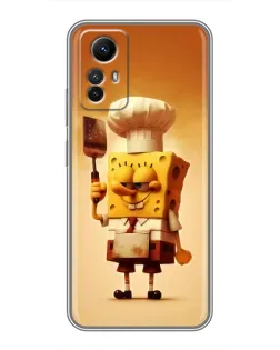 Чехол для Xiaomi Redmi Note 12s с картинкой «Губка Боб повар»
