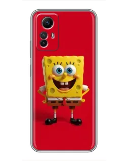 Чехол для Xiaomi Redmi Note 12s с картинкой «Спанч Боб на красном»