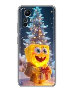 Чехол для Xiaomi Redmi Note 12s с картинкой «Рождественский Спанч Боб»