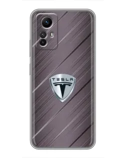 Чехол для Xiaomi Redmi Note 12s с картинкой «Металлическая текстура Tesla»