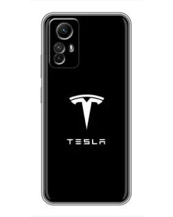Чехол для Xiaomi Redmi Note 12s с картинкой «Tesla White Logo»