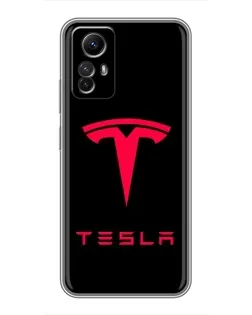 Чехол для Xiaomi Redmi Note 12s с картинкой «Tesla Red Logo»