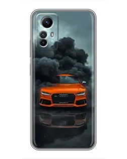 Чехол для Xiaomi Redmi Note 12s с картинкой «Audi в облаках дыма»