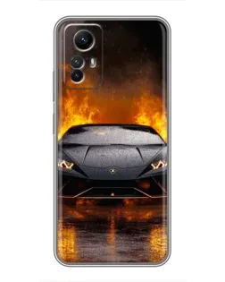 Чехол для Xiaomi Redmi Note 12s с картинкой «Lamborghini в огне»