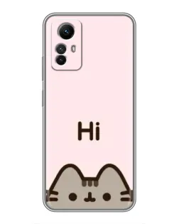 Чехол для Xiaomi Redmi Note 12s с картинкой «Пушин говорит Hi»