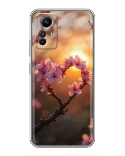 Чохол для Xiaomi Redmi Note 12s з картинкою «Рожевий цвіт сердечко на тлі заходу» Чохол для Xiaomi Redmi Note 12s з картинкою «Рожевий цвіт сердечко на тлі заходу»