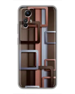 Чехол для Xiaomi Redmi Note 12s с картинкой «Коричневые объемные квадраты»