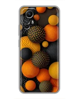 Чехол для Xiaomi Redmi Note 12s с картинкой «Объемные оранжевые сферы»