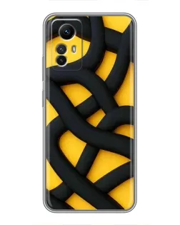 Чехол для Xiaomi Redmi Note 12s с картинкой «Черное желтое переплетение»