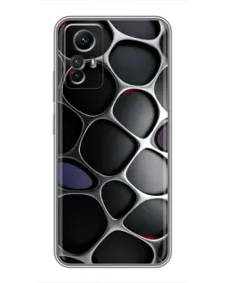 Чехол для Xiaomi Redmi Note 12s с картинкой «Объемная темная решетка»