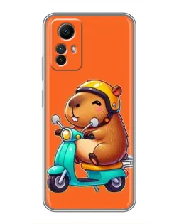 Чехол для Xiaomi Redmi Note 12s с картинкой «Капибара на скутере»