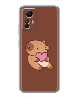 Чехол для Xiaomi Redmi Note 12s с картинкой «Капибара с сердцем»