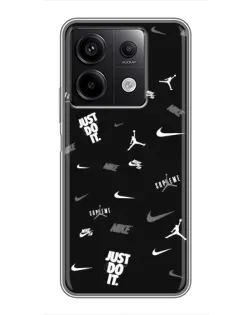 Чехол для Xiaomi Redmi Note 13 (5G) с картинкой «Nike Black Pattern»