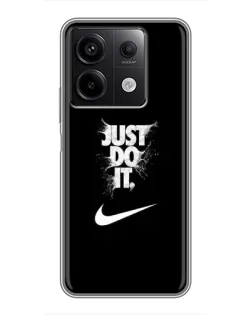 Чехол для Xiaomi Redmi Note 13 (5G) с картинкой «Текстовый принт Nike»