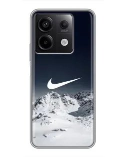 Чехол для Xiaomi Redmi Note 13 (5G) с картинкой «Nike — зимние горы»