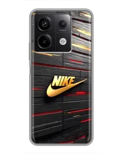 Чехол для Xiaomi Redmi Note 13 (5G) с картинкой «Золотой Nike на металле»