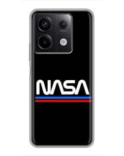 Чехол для Xiaomi Redmi Note 13 (5G) с картинкой «NASA — классика Red Blue» Чехол для Xiaomi Redmi Note 13 (5G) с картинкой «NASA — классика Red Blue»