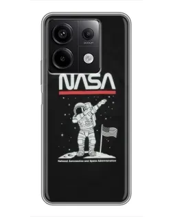 Чехол для Xiaomi Redmi Note 13 (5G) с картинкой «NASA — шагаем по Луне»