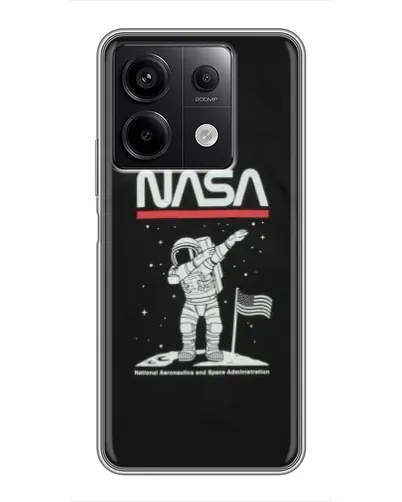 Чехол для Xiaomi Redmi Note 13 (5G) с картинкой «NASA — шагаем по Луне»