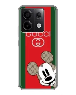 Чехол для Xiaomi Redmi Note 13 (5G) с картинкой «Gucci — полосы и Микки»