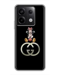 Чехол для Xiaomi Redmi Note 13 (5G) с картинкой «Минни Маус на лого»