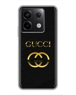 Чехол для Xiaomi Redmi Note 13 (5G) с картинкой «Золотой логотип Gucci»