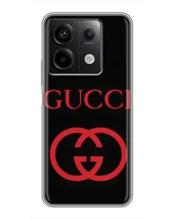 Чехол для Xiaomi Redmi Note 13 (5G) с картинкой «Gucci — красный логотип»