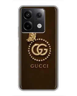 Чехол для Xiaomi Redmi Note 13 (5G) с картинкой «Gucci — золотая бабочка»