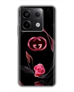 Чехол для Xiaomi Redmi Note 13 (5G) с картинкой «Gucci — неоновая роза»